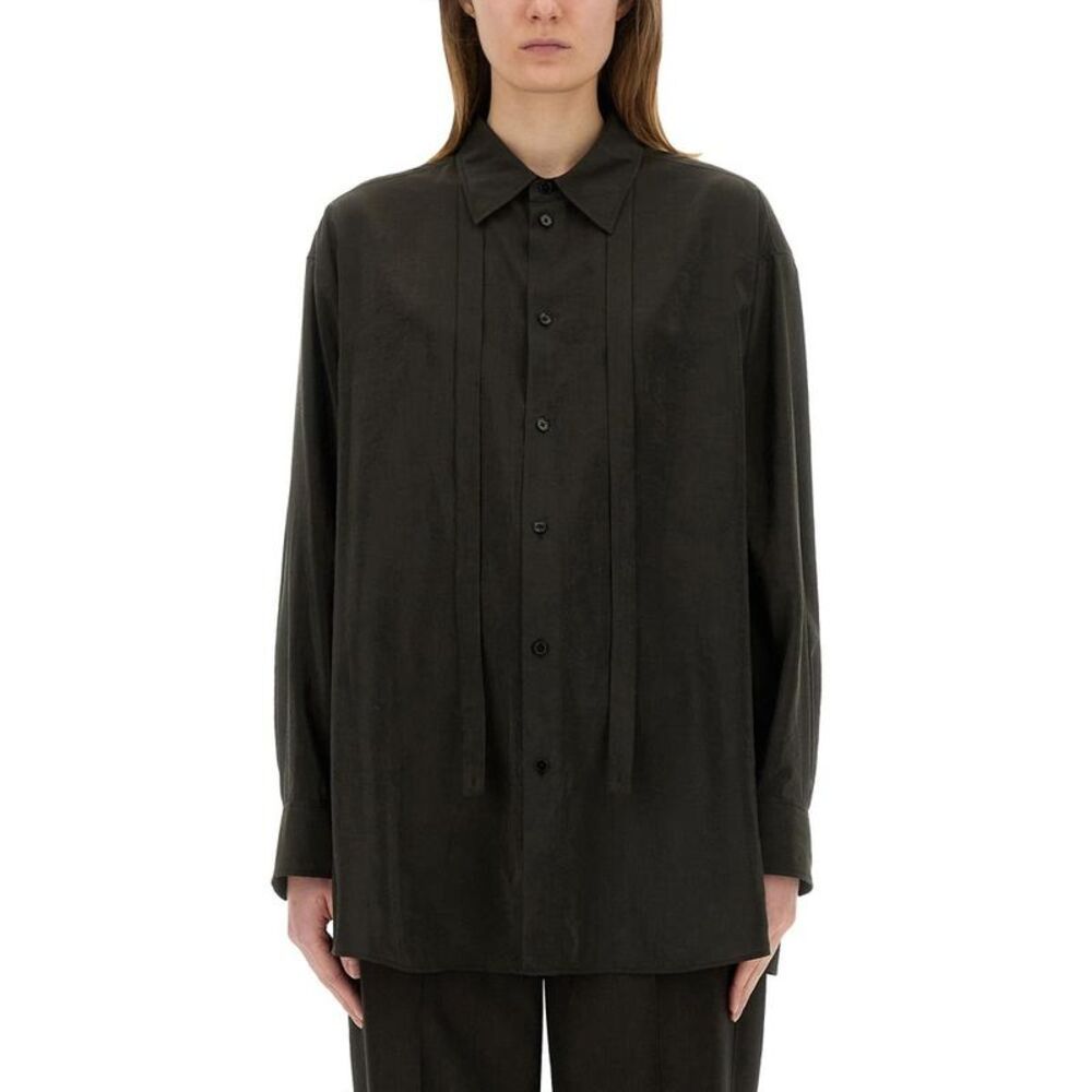 LEMAIRE Women's Pleated Front Long Sleeve Shirt Women BROWN Shirts